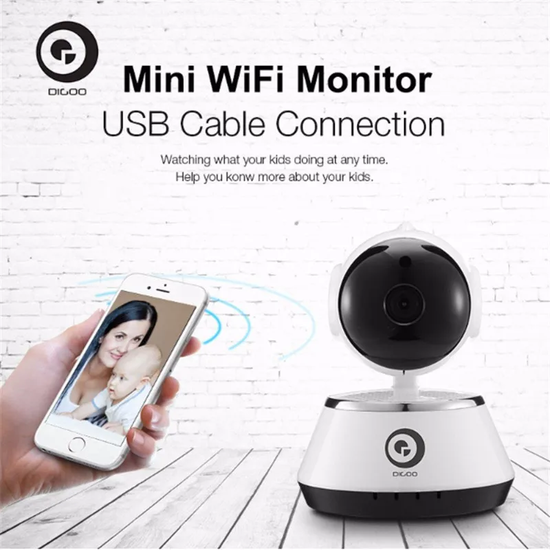 DIGOO BB-M1 Беспроводной Wi-Fi USB Детский Монитор сигнализация Домашняя безопасность ip-камера HD 720P аудио наблюдение Безопасность Защита wifi камера