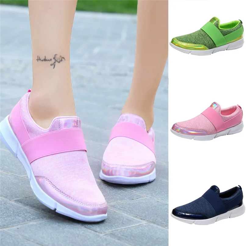 Outdoor Sports Shoes Women Hollow Round Head Flat Breathable Leisure Sports Shockproof Shoes Soft Bottom Running shoes #3J30#F (1)