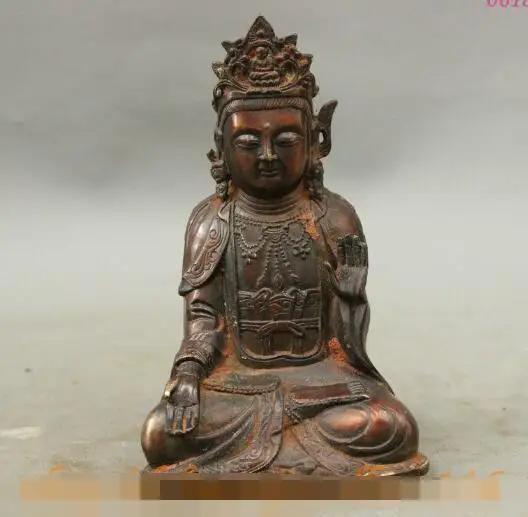 

S00931 Tibetan Buddhism Bronze White Tara GuanYin Kwan-Yin Bodhisattva Seat Statue (B0413)