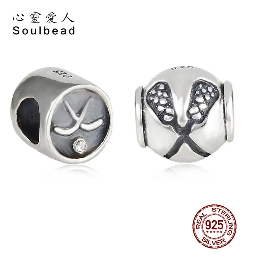 Lacrosse Hockey Puck Charm 925 Sterling Silver Winter Sport Charms Fit Snake Chain Bracelet DIY Jewelry Beads for Men Women Gift