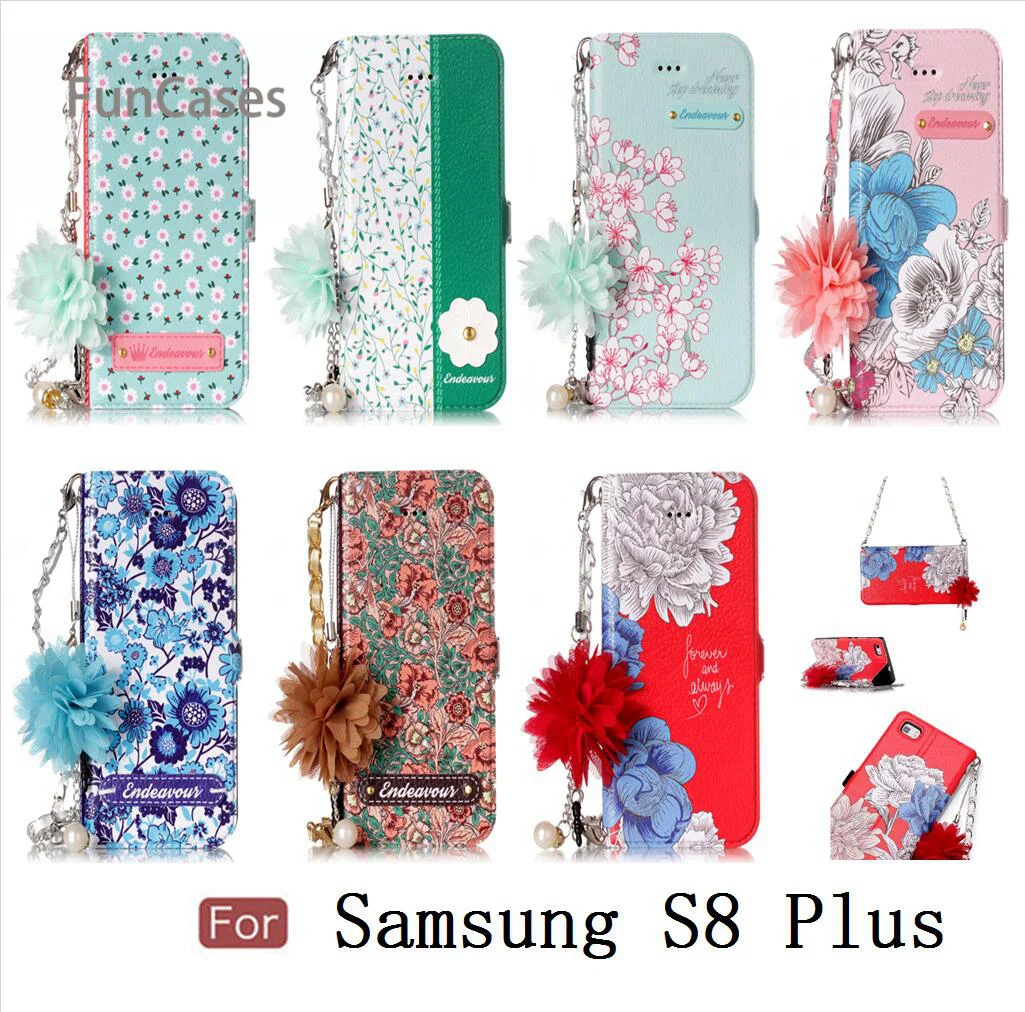 Роскошный хризантемы чехол СПС Etui samsung S8 плюс из искусственной кожи бусы, милый и в то же время задняя крышка СПС samsung Galaxy S8 Plus Cas