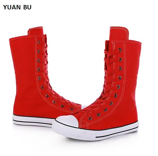 

Hot! New 2018 Fashion Canvas Lace Zip Boots Women Cross-tied Boots Women Boots Tall Casual Flats Shoes Punk Girls 2 Colors