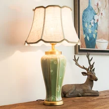 Современная роскошная Керамическая Настольная лампа JingDeZhen, Керамическая Настольная лампа для дома, спальни, гостиной, украшение, прикроватная медная лампа