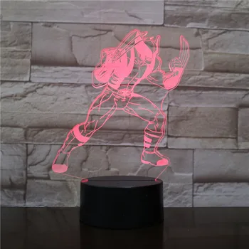 

Wolverine 3D Lamp Cartoon Movie Figure Night Light LED Bulb Multicolor Mercenary Superhero Christmas Gifts Children's Bedside