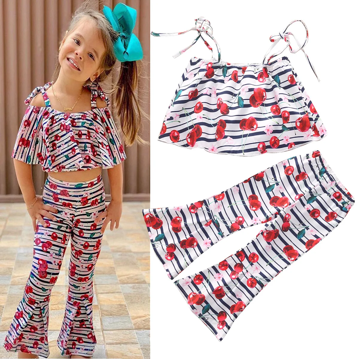 

Baby Girls clothes sets summer 2pcs blouse+ skirts striped fashion female children clothing suits Party toddler Outfits Floral