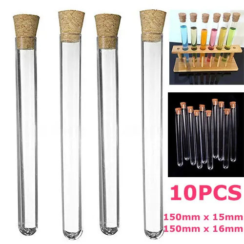 

10PCS Plastic Test Tube with Cork Stopper Bead Storage Vial Containers Wedding Candy Favor Tube Transparent Candy Storages 150mm