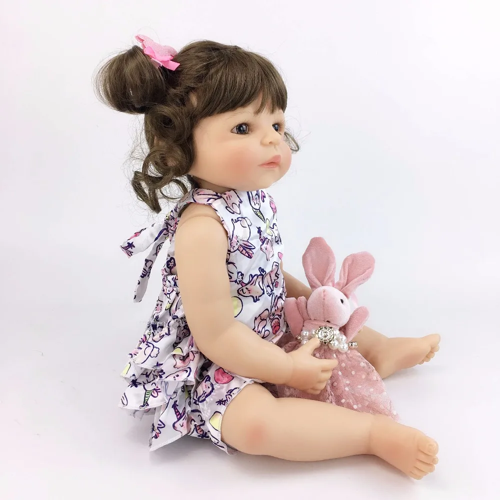 55 см полностью силиконовая кукла-Реборн, как настоящая девочка, Boneca, виниловая кукла для новорожденных, принцесса, Bebe, живой подарок на день рождения