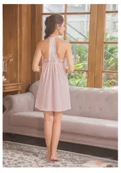 YUANYIXI 073 # сексуальная спинки Спагетти ремень ночная рубашка Для женщин Low-cut ночное дворец принцессы кружева трусы розовый и белый