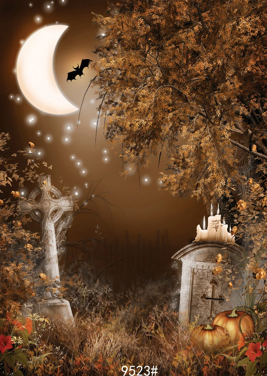 

Night moon photography backdrop Halloween pumpkin backgdrop 10x10ft Photo background Fond studio photo vinyle SJOLOON