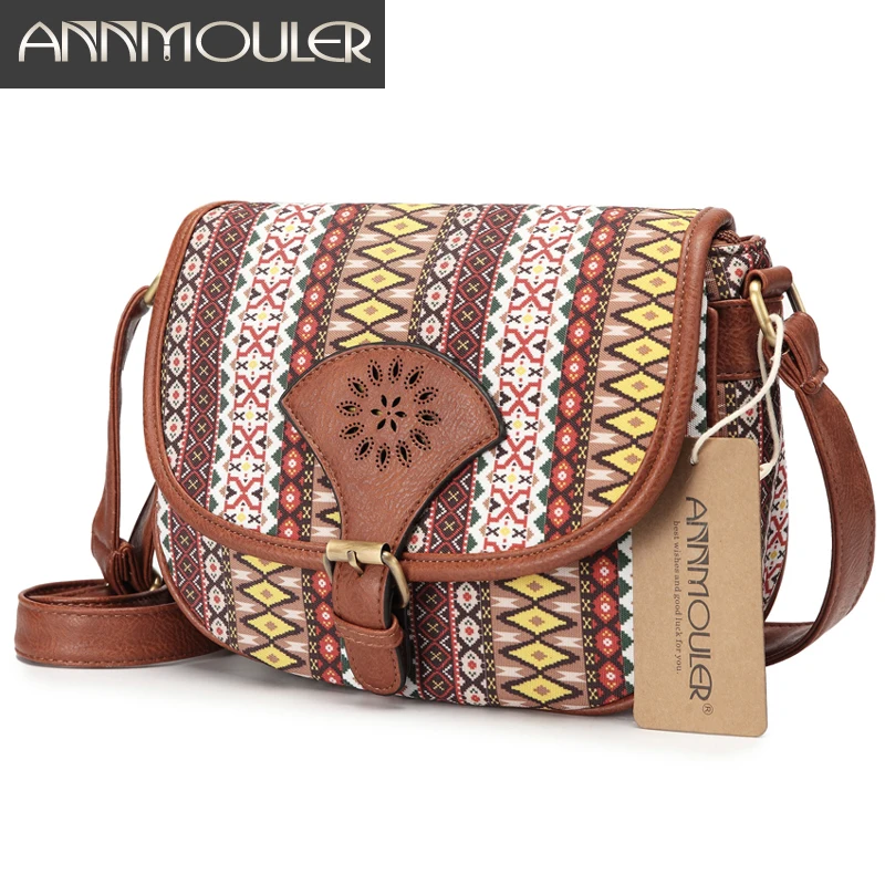 Annmouler العلامة التجارية تصميم المرأة حقيبة كتف خمر الجوف خارج Crossbody حقيبة بو الجلود حقيبة صغيرة البوهيمي نمط حقيبة ساع