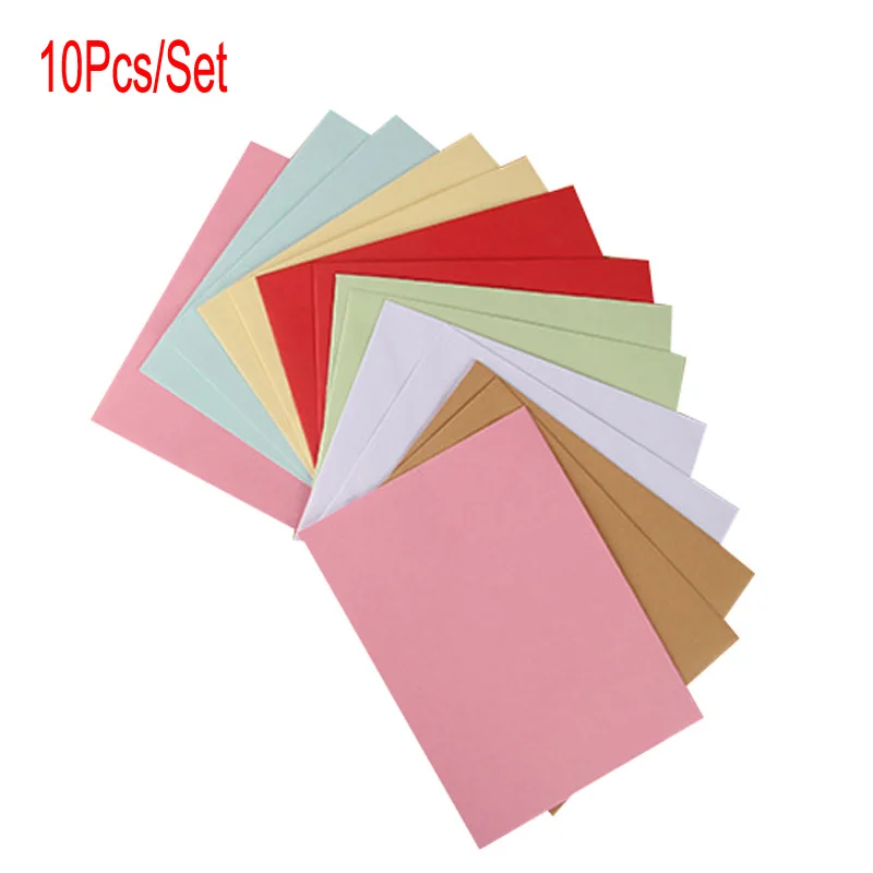 

10Pcs/Set 11.4CMX16.2CM 7Colors Paper Envelopes Vintage Retro Style Envelope For Office School Card Scrapbooking Gift