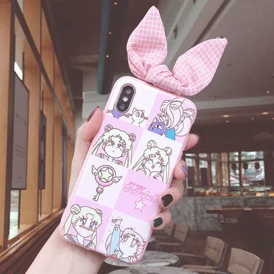 As shown in Redmi note 7 pro милый 3D чехол для телефона с бантом Сейлор Мун для Xiaomi 8/8se/mi9/9se/redmi note 6/redmi 7 задняя крышка с кроличьими ушками - Цвет: As shown in