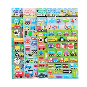 

24 pcs/Lot kid's love Vehicle sticker Cute police train car bus plane boat 3D foam stickers kids gift scrapbook Stationery DT003