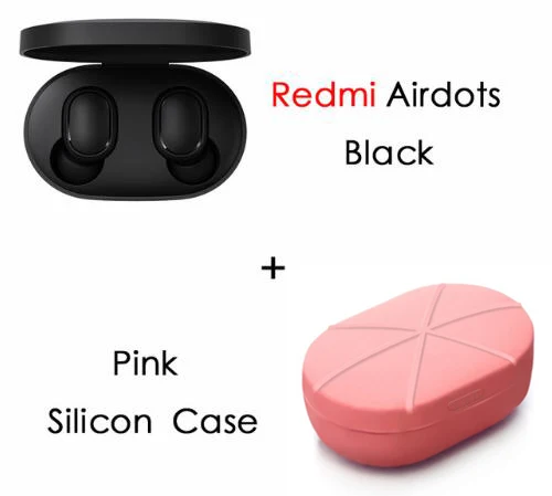 Xiaomi Redmi Airdots TWS Bluetooth наушники стерео басы BT 5,0 Eeadphones с микрофоном Handsfree Наушники управление AI - Цвет: add pink case