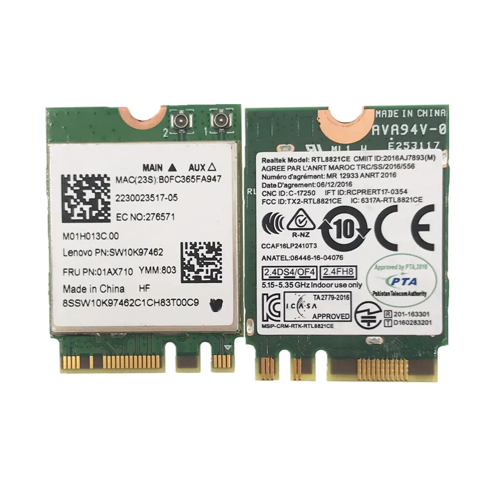 RTL8821CE 802.11AC 1X1 Wi-Fi+ BT 4,2 Combo адаптер card FRU 01AX710 беспроводной netowrk карты для lenovo ноутбук