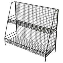 Home Double Layers Rack Metal Kitchen Bedroom Desk Organizer Seasoning Jar Student Dormitory Storage Shelf