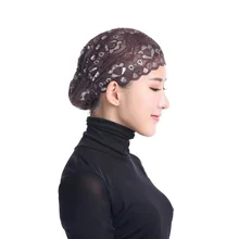 11 Colors Muslim Women Islamic Lace Headwear Amira Inner Hijab Cap Turban Bonnet Underscar Islam Hijab Het Sale Y4