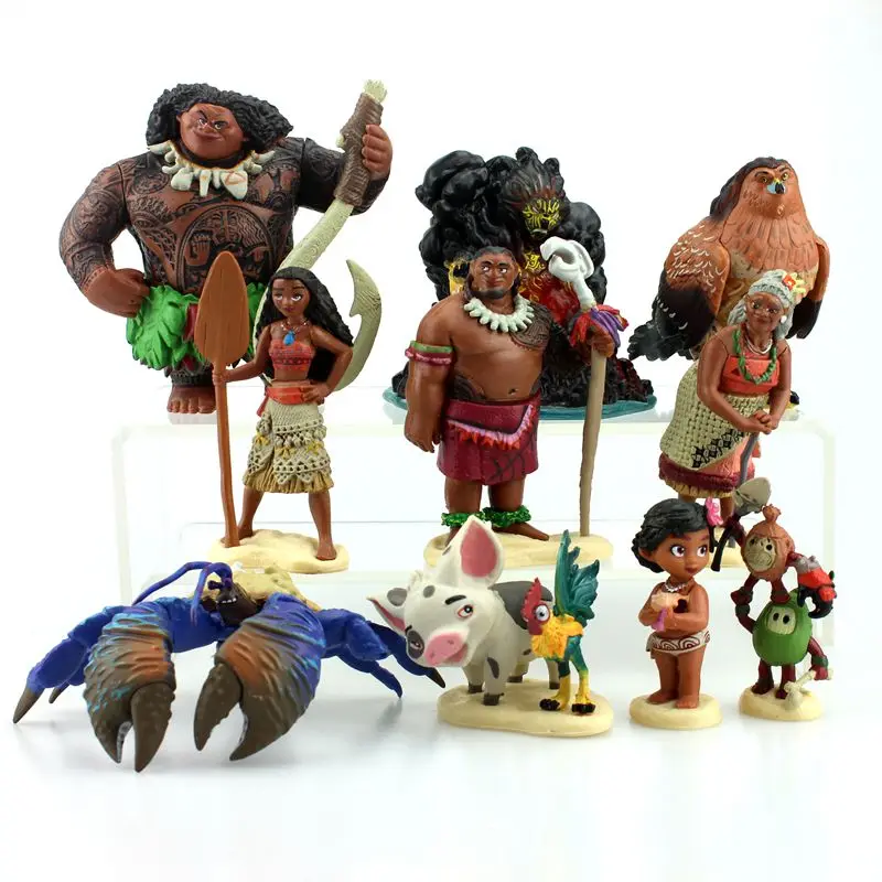 Новые игрушки Disney 10 шт./компл. Моана принцесса Мауи шеф туи Тала хэйбей Пуа ПВХ