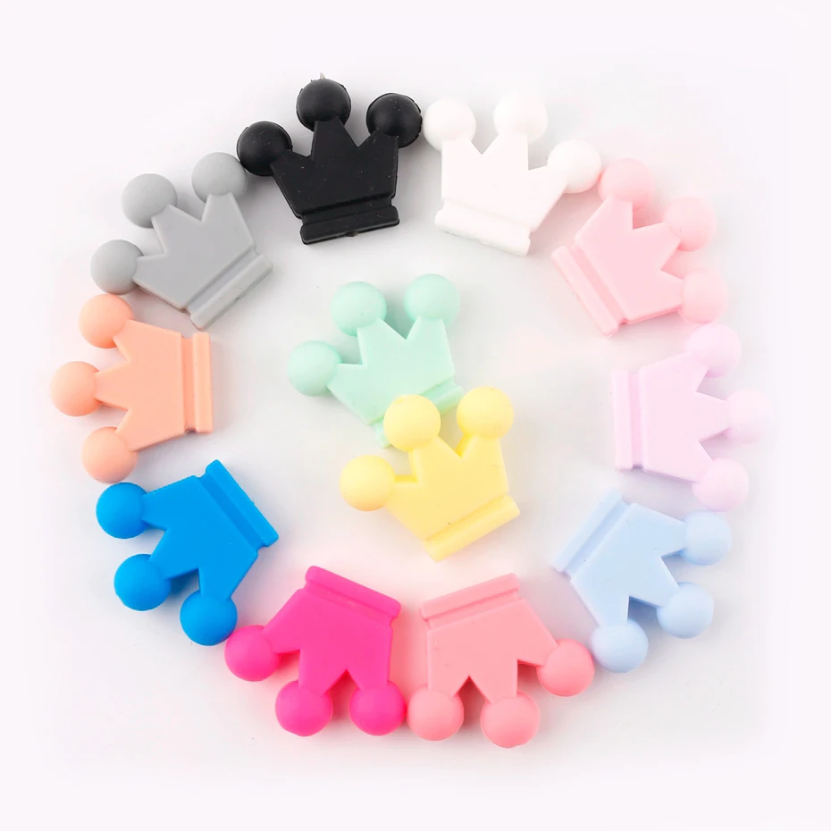 10PC Baby Silicone Teether Crown Silicone Beads For Pacifier Chain Chewing DIY Crafts Beads Necklace Pendant Kid Products Toys