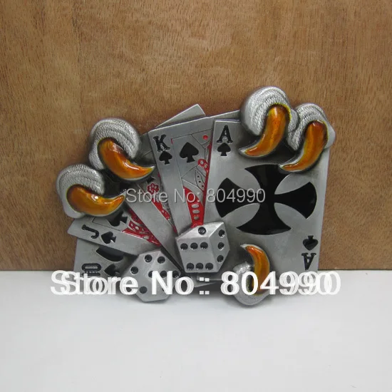Playing card belt buckle with eagle claw and cross FP 03053 1 suitable