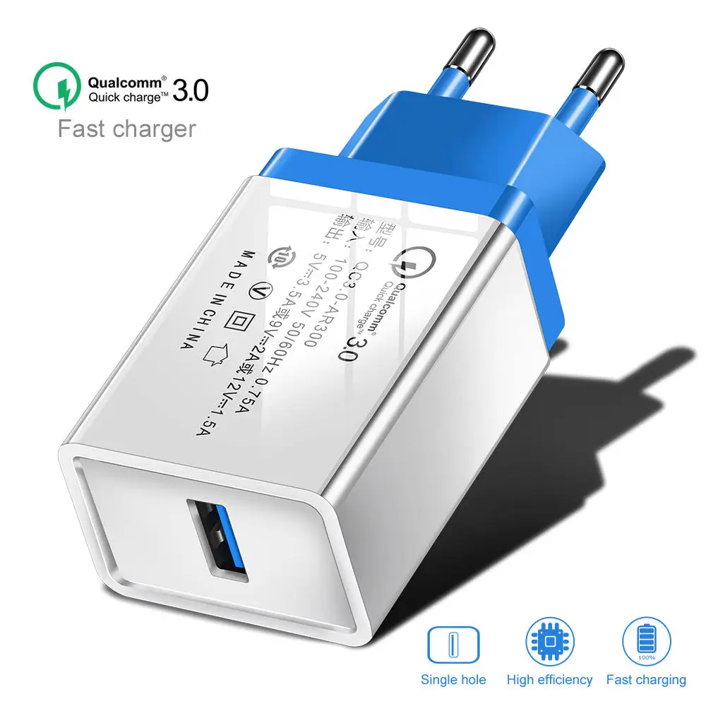 Quick Charge 3.0 USB Charger Fast EU Wall Adapter For Vertex Impress Funk City Reef Win Cube Game QC 3.0 Mobile Phone Charging - Тип штекера: Deep Blue