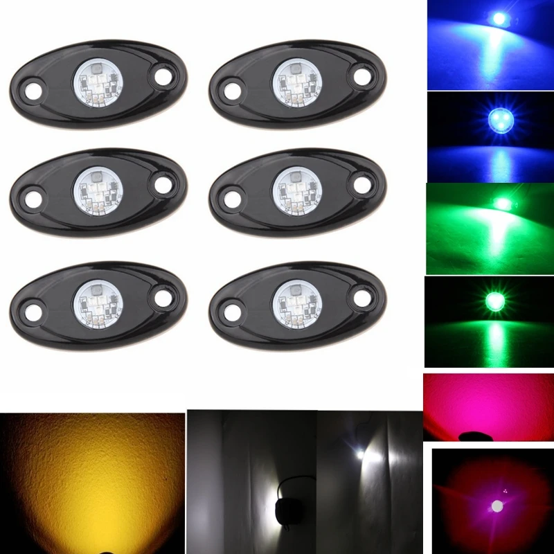4X White 9W 3 LED High Power LED Rock Light Kit For Jeep Truck SUV Off-Road Boat FIO4