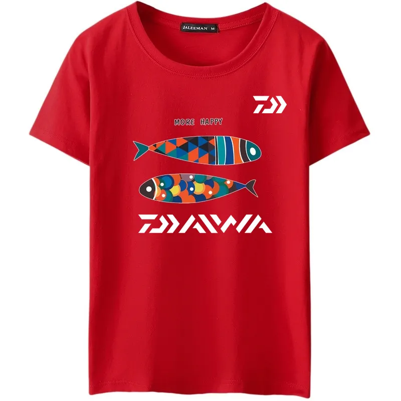 5-Daiwa-Fishing-T-Shirts-Jersey-Short-sleeve-Cotton-Fishermen-Angling-Carp-Trout-Bass-Lure-Anti-UV