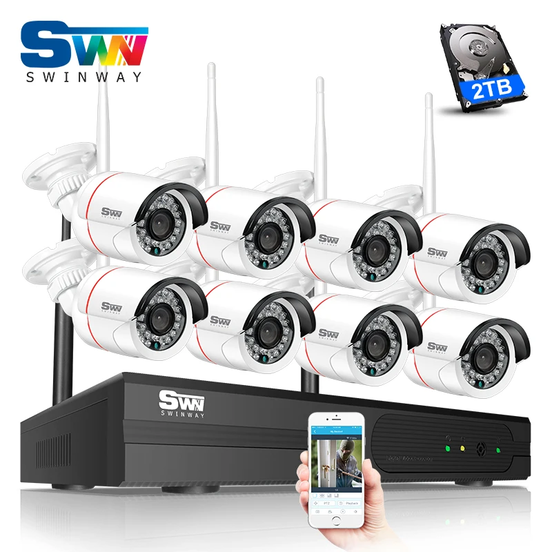 Plug and play 8ch Беспроводной NVR комплект видеонаблюдения P2P 1280x960 P HD на открытом воздухе