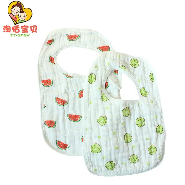 2pcs Baby Bibs&Burp Cloths Comfortable Durable Cotton 8 Layers MUALIN Gauze Slabbers Towel Newborn U-Shaped Meal Pocket Feeding
