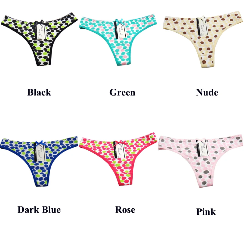 Dotted Cotton Lady Thong Low Rise Girl T-back Sexy  Lady's Panties Women Underwear Stretch G-string  Lingerie Intimate Wholesale Underpants