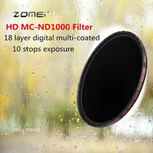 Тренога ZOMEI HD MC ND1000 ультра-тонкий фильтр нейтральной плотности Серый фильтр 10 диммер уменьшение освещенности для цифровой зеркальной камеры Nikon Canon 70-200 мм 52/58/67/72/77/82 мм