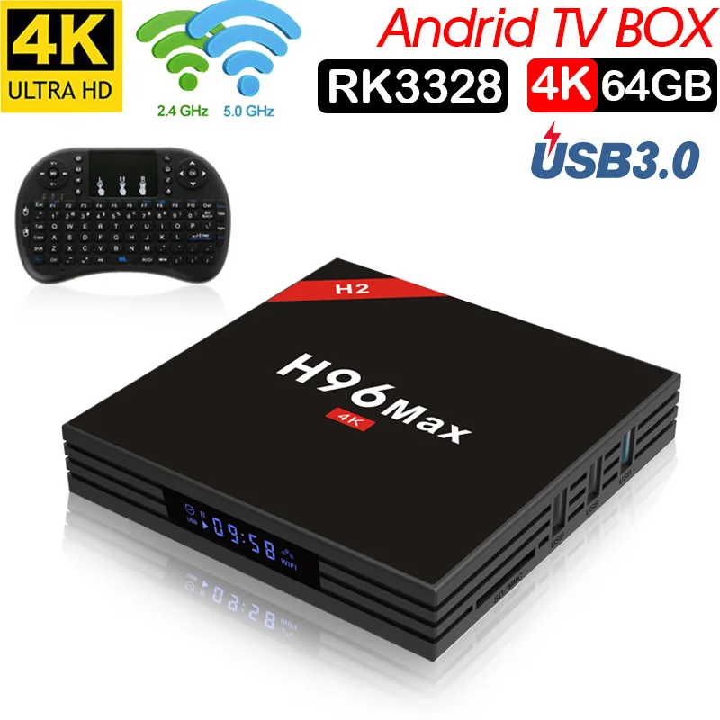 

H96 Max H2 Android 7,1 caja de TV RK3328 Quad Core 4 K Smart Tv HDR10 USB3.0 WiFi Bluetooth 4,0 reproductor de medios