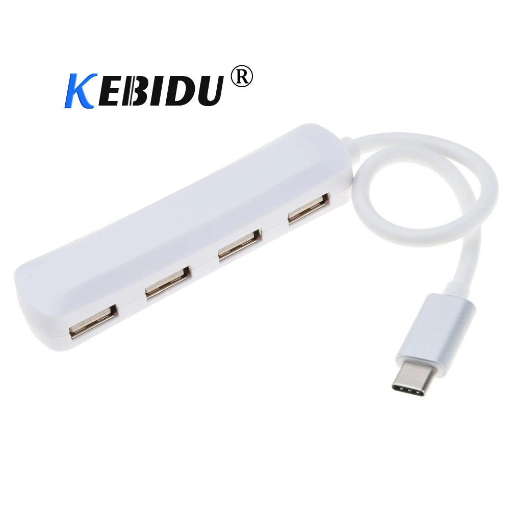 Адаптер разветвитель Kebidu Type c на USB 2 0 с 4 портами для ПК ноутбуков настольных Macbook