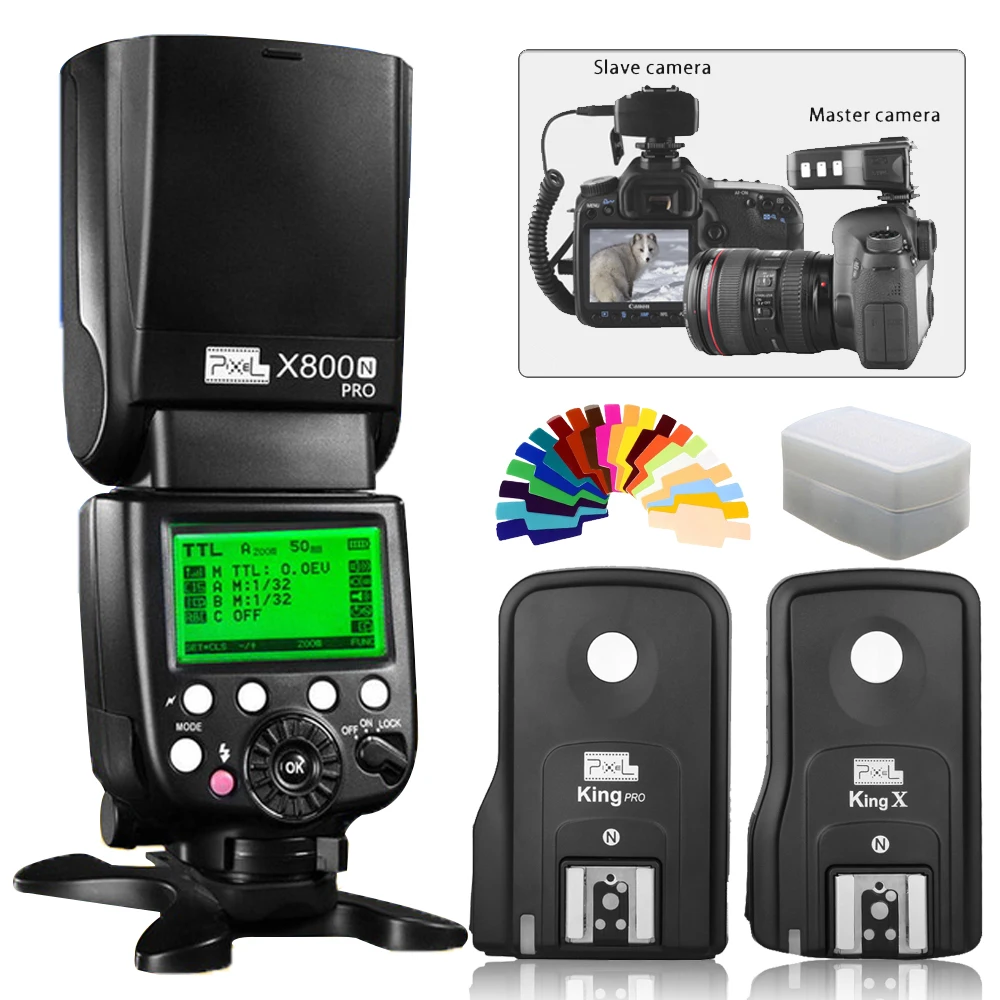 PIXEL X800N PRO 2.4G i-TTL Flash Speedlight for Nikon Camera GN60 HSS 1//8000s Auto-Focus w//Built-in 2.4GHz Wireless Receiver