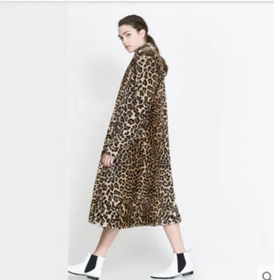 Женское меховое пальто из искусственного меха, манто femme hiver Leopard, зимняя длинная пушистая куртка из искусственного меха размера плюс, пальто AW216