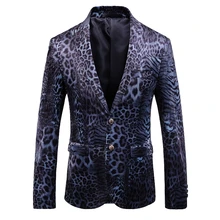 Autumn Luxury Leopard Print Blazer Masculino Slim Fit Men Blazer Hombre Plus Size 5xl Stage Cloth For Dj Singer Chaqueta Hombre