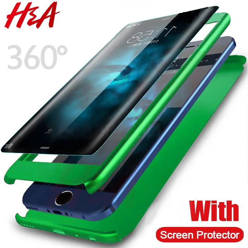 Kopen H amp; EEN Luxe 360 Graden Bescherming Volledige Cover Telefoon Case Voor iPhone 7 8 5 s SE Anti klop Cover Voor iPhone 6 s 7 8 Plus Case Glas
