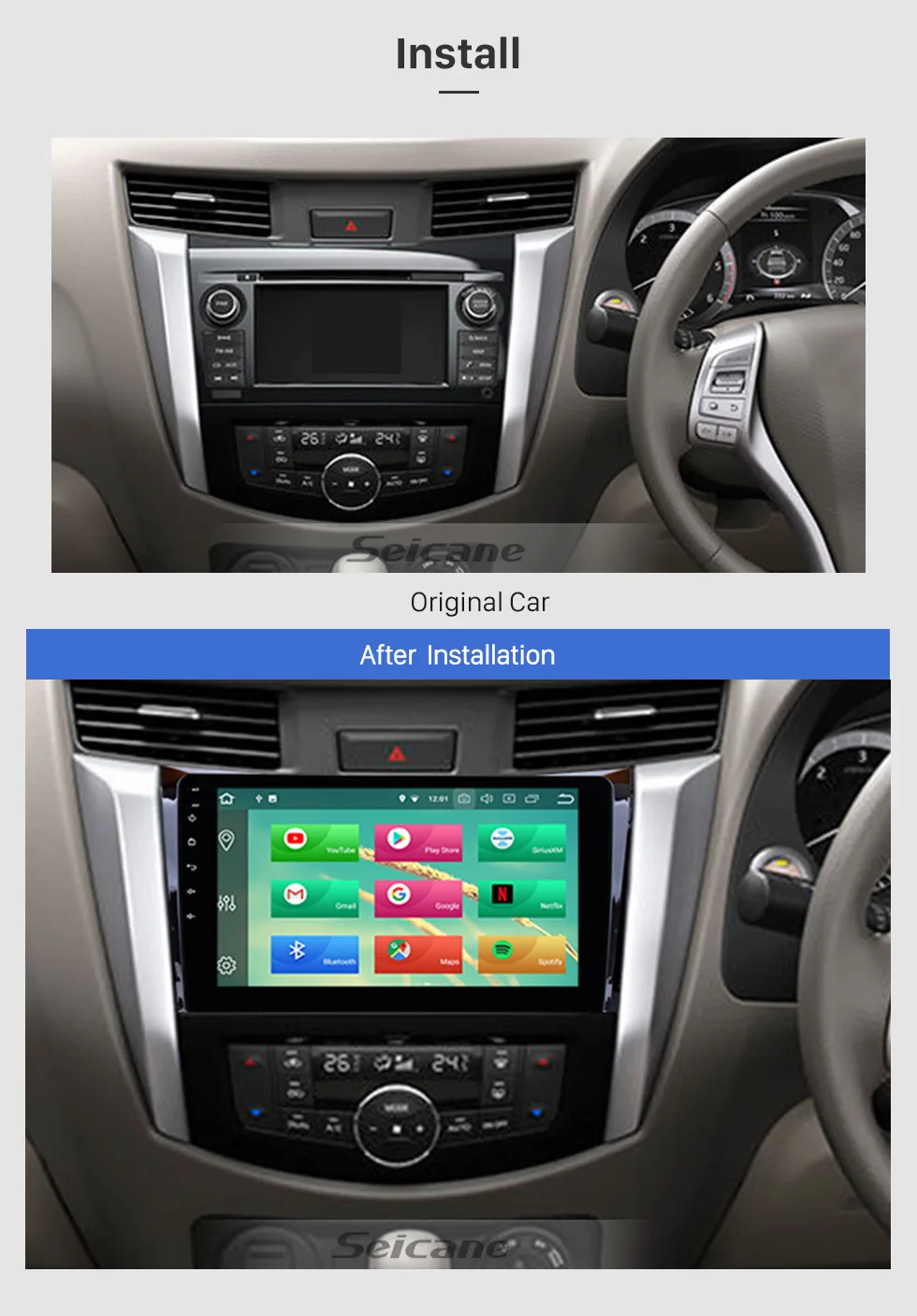 Top Seicane Android 8.0/8.1 10.1"Car Radio Bluetooth Multimedia Player GPS Head Unit For 2011 2012 2013 2014 2015 2016 NISSAN navara 4