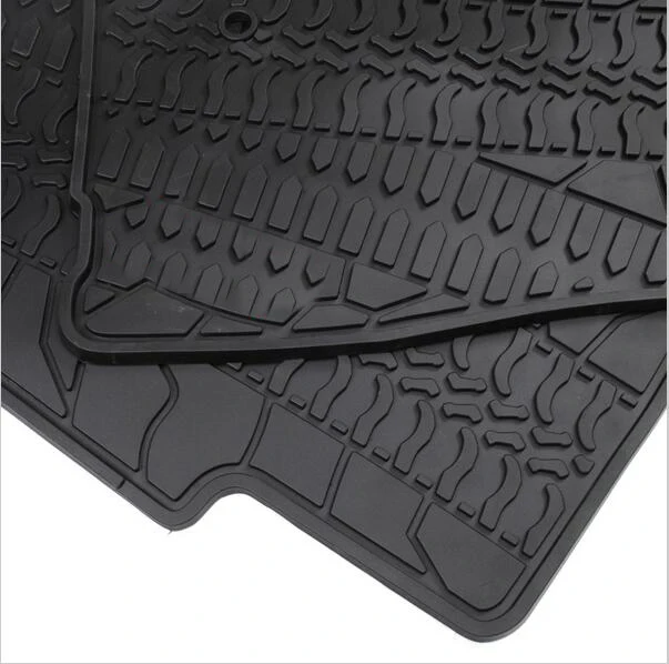 Черный с логотипом/черный резиновый ТПЭ материал, Комплект ковриков для Jeep Wrangler Unlimited JK 4/2 двери 2007