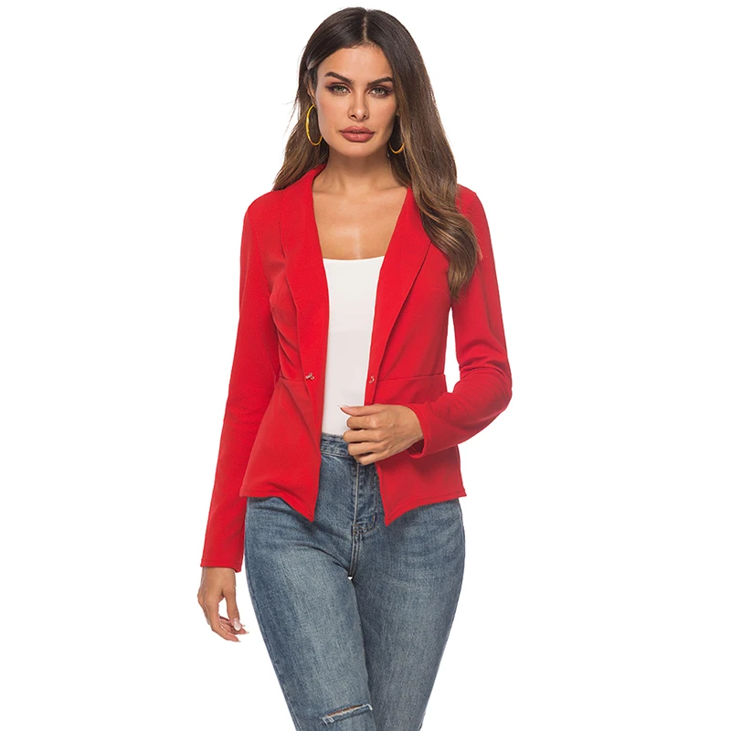 

Women Blazer Office Work Open Front Notched Ladies Blazer Coat Spring Autumn Slim Fit Women Formal Jackets Femme
