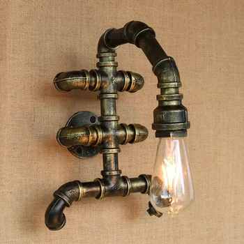 

american water pipe lights retro loft vintage lamps bar restaurant living room dining room aisle stair cafe wall sconces bra