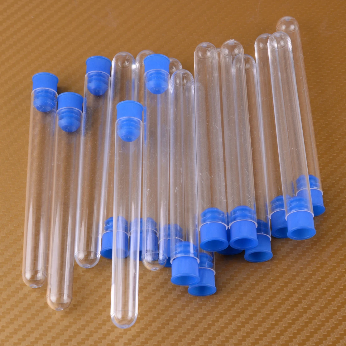 

50pcs Clear Plastic 12x100mm Test Laboratory Tubes Vial Sample Container with Cap Stoppers Medical Tube