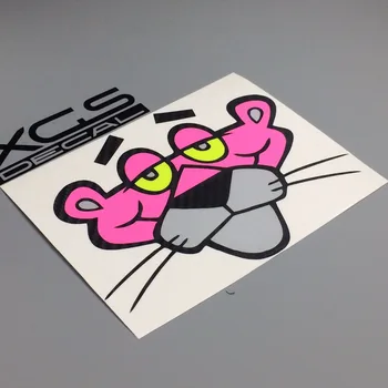 

XGS DECAL car sticker pink panther face 15cm x 11.5cm carbon fiber background waterproof outdoor car decal