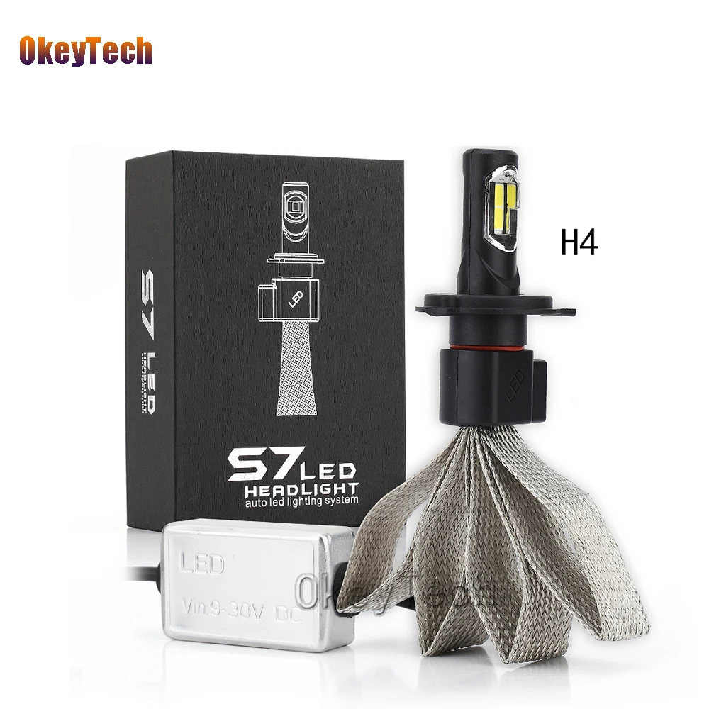 OkeyTech 1PCS H4 S7 Led Car Headlight 36W 12V 4000LM Lamp Bulb Car External Fog Light Fog Head