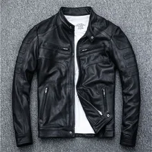 Xiu Luo бренд кожаная куртка для мужчин из натуральной овчины куртка тонкий крой черная кожа модное пальто Masculinity