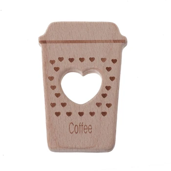 

Baby Teethers Cute Coffee Pendant Necklace Accessory Beech Wood Chew Toys 'zt