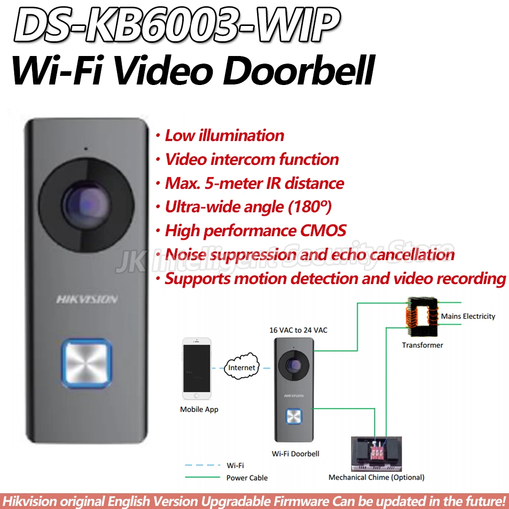 Hikvision ds-kb6003-wip Wi-Fi видео Дверные звонки Камеры Скрытого видеонаблюдения Smart