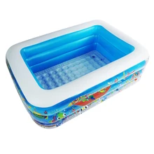 Высокое качество 150x110x48 см Большой размер пластиковый надувной квадратный синий подводный мир узор бассейн океан мяч бассейн