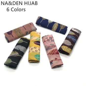 

2019 leaves printing light weight small sequins The spring and autumn period and the new transparent shawls polyester turban Mus