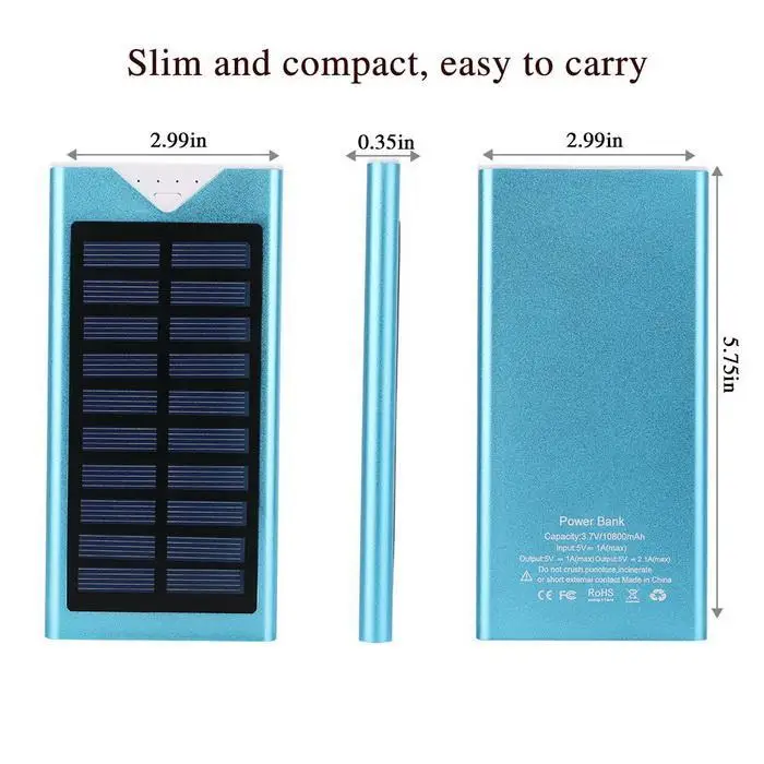 Солнечное зарядное устройство, водонепроницаемое, 20000 мА/ч, солнечное зарядное устройство, 2 usb порта, Внешнее зарядное устройство, зарядное устройство для смартфонов Xiaomi iPhone x 8